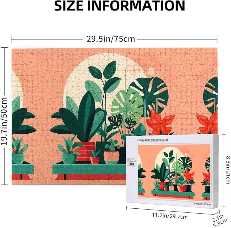 Phayah 1000 قطعة لغز نباتات منزلية خضراء مزروعة في أصص ديكور منزلي هدية 29.5 × 19.7 بوصة - Image 3